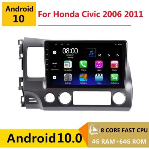 2 din 8 core android 10 car radio auto stereo for Honda Civic 2006-2011 2007 2008 2009 2010 navigation GPS DVD Multimedia Player