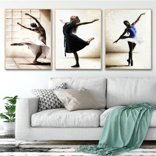 Ballet Dancing Girls Picture Nordic Home Decor Canvas Art Painting Wall Art Print Drawing Poster Figure Painting for Living Room