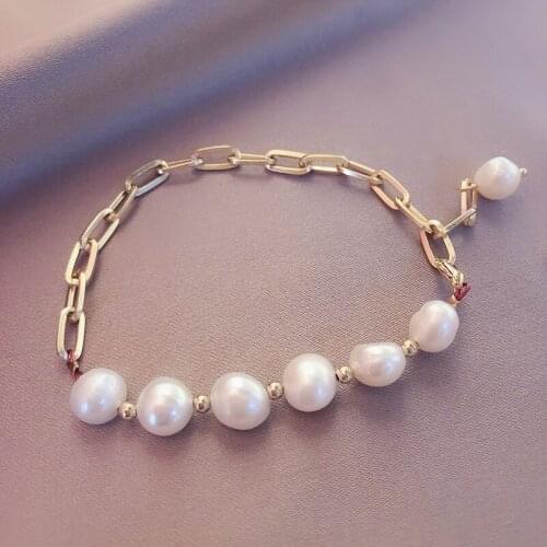 BOEYCJR Simple Freshwater Pearl Bangles & Bracelets Jewelry Handmade Balot Elegant Pearl Bracelet for Women Gift