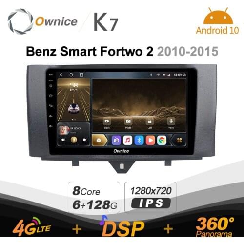 Carplay K7 6G+128G Carplay Android 10.0 Car Radio for Mercedes Benz Smart Fortwo 2 2010-2015 GPS 2din 4G LTE autoradio 360 SPDIF