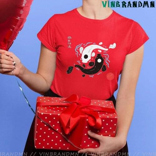Japanese Style Yin-Yang Koi Fish T shirts Avatar the Last Airbender Womens T-shirt Summer Cotton Short Sleeve T-shirt Camisetas