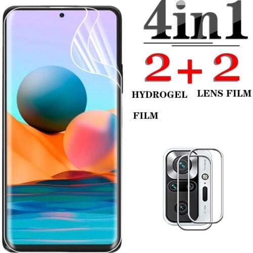 4in1 hydrogel film camera len protective for redmi note 10 pro 10s note 9 pro Phone Glass note 8 pro 9t 7 pro s screen protector