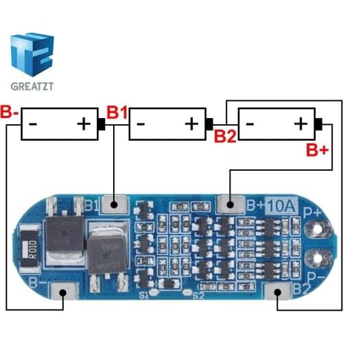 GREATZT 1PCS 3S 10A Li-ion Lithium Battery 18650 Charger Protection Board 11.1V 12.6V
