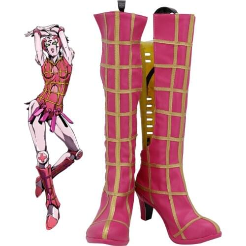 JOJO Spice Girl Red Boots Cosplay JoJos Bizarre Adventure Trish Una Stand Spice Girl Cosplay Boots High Heel Shoes Custom Made