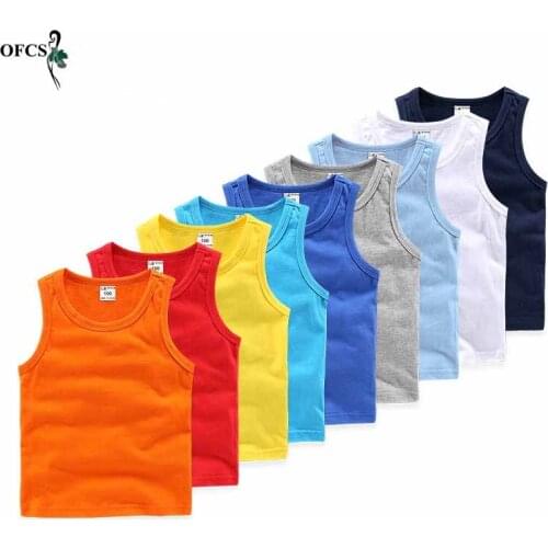 2-12 T Kids Baby Vests T-shirts Summer Boys Vest Top Outfit Kid Boy Girl Solid Tops Children Clothes Cotton Tees Black Playsuits