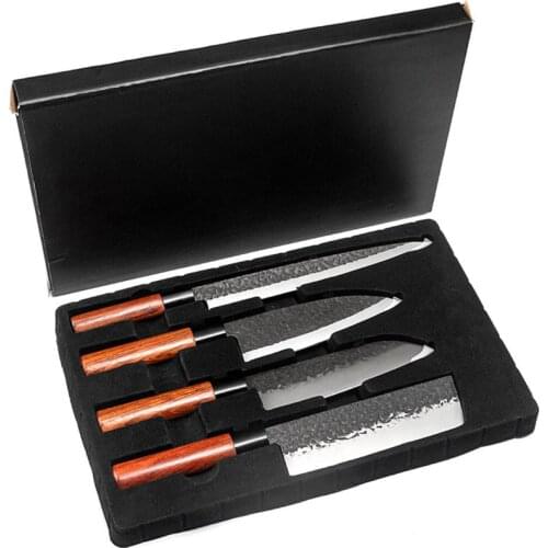 Handmade Kitchen Knives Set Forged Meat Cleaver Kiritsuke Sashimi Fish Filleting Santoku Barbecue Professional Japanese Knives