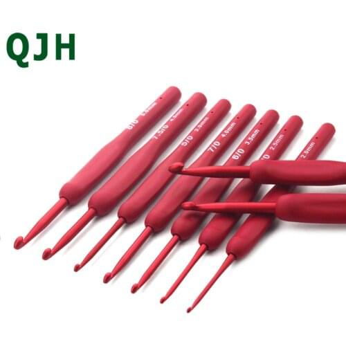 Knitting Needle Set Stainless Steel crochet hook set pink black red large soft handle crochet needle yarn knitting needle set