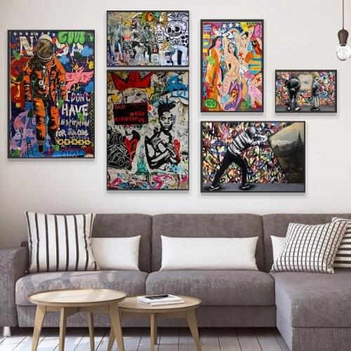 Wall Street abstract graffiti art painting, graffiti monopoly art prints and posters to decorate the family living room