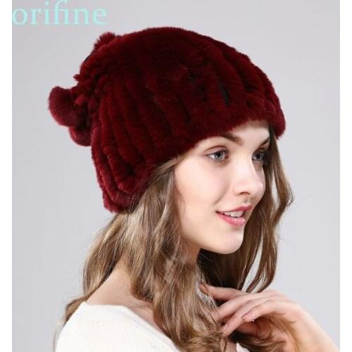 New lady fashion natural fur warm hat real rex rabbit fur neckwarmer ear protection dual use