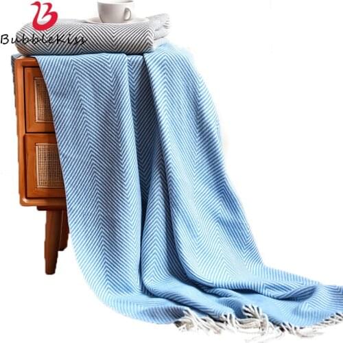 Bubble Kiss Swaddle Wrap Blankets Super Soft Solid Color Throw Blanket Home Tassel Decor Knitted Blanket Portable Shawl Blanket