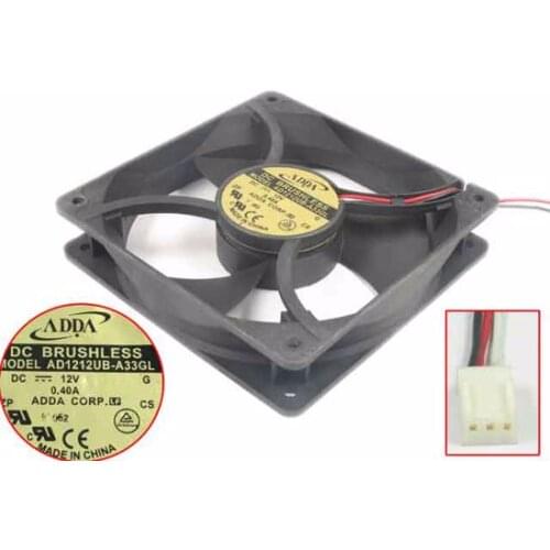 ADDA AD1212UB-A33GL DC 12V 0.40A 120x120x25mm 3-Wire Server Cooling Fan