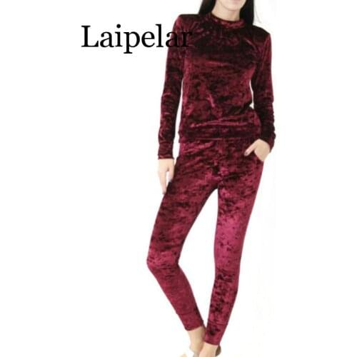 Autumn Women Warm Velvet 2 Two Piece Set Tracksuit Velor Soft Home Suit Women Fitness Set