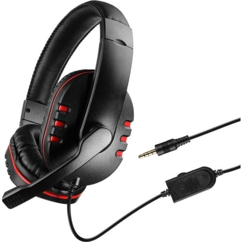 Ostart Stereo 3.5mm Wired Headphones with Mic Adjustable Over Ear Gaming Headsets Earphones Low Bass Stereo For PS4 Xbox One PC