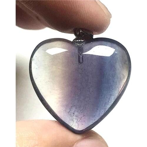 Heart Necklace Pendant Natural Rainbow Fluorite Jewelry For Woman Lady Man 925 Silver 24x9mm Love Crystal Beads Gemstone AAAAA