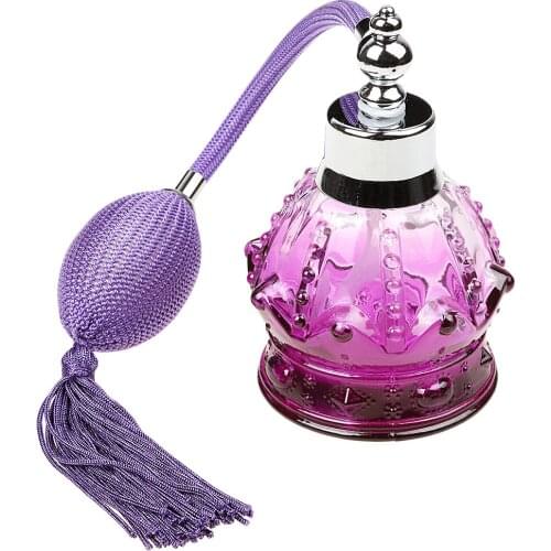 1Pc Glass Perfume Atomiser Bottle with Purple Pump Spray & Tassle Refillable Bottle