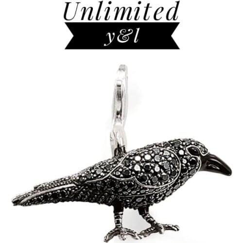 Black Raven Rabe Pendant Charms Jewelry 925 Sterling Silver Thomas Bijoux Necklace Accessories For Woman Men Halloween Gifts