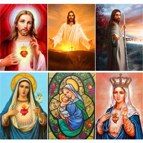Full Diamond 5D Religious Diamond Painting Jesus/Virgin DIY Diamond Embroidery Kit Home Decor