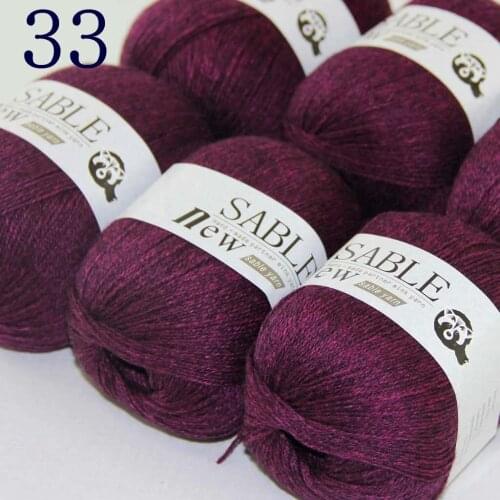Sale 6*50gr Super Soft Pure Sable Cashmere Wrap Shawls Hand Knit Wool Crochet Yarn Wine Black 243-33-6