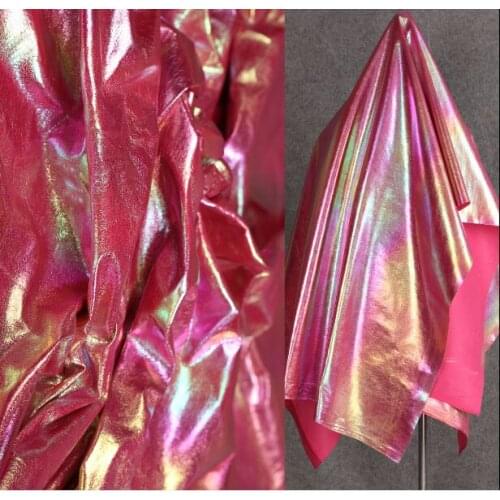 Pink pearl artificial leather soft glitter mirror coat suiting fabric Main material: chemical fiber