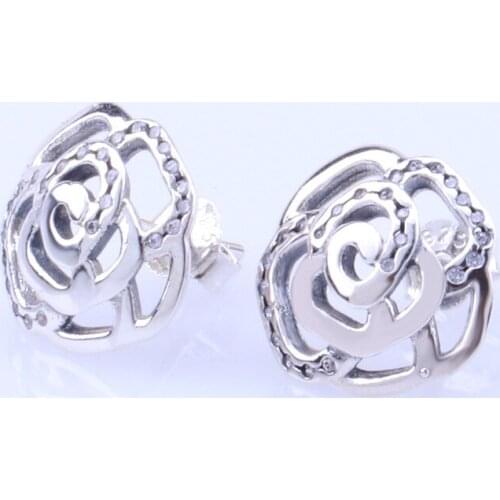 S925 Sterling Silver Rose Pan Earrings