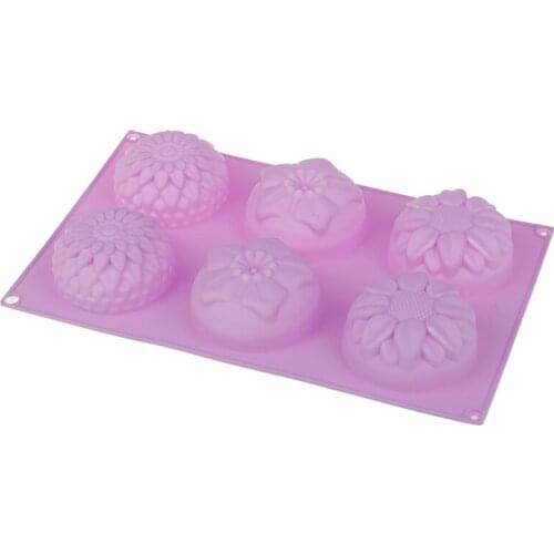 6 Cavity Flower Shaped Silicone DIY Handmade Soap Candle Cake Mold Supplies