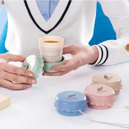 1 Pcs Folding Cup Eco-Friendly Straw Wheat Portable Telescopic Drinking Cups Travel Camping Collapsible Wash Mugs