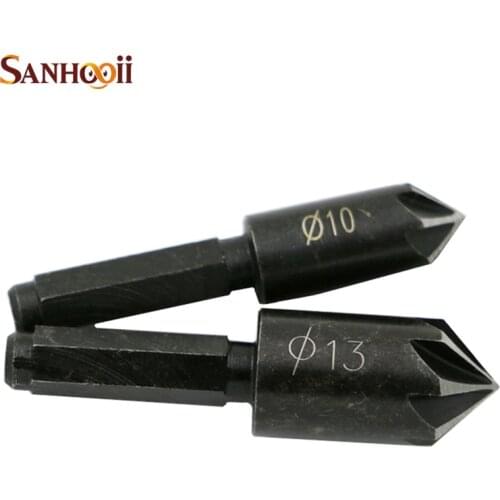 SANHOOII 1/4 Hex Shank 7 Blade Drill BIt High Carbon Steel Woodworking 10MM 13MM Diameter Chamfering Device Drilling tool