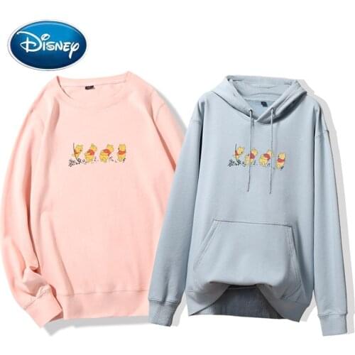 Disney Sweatshirt Fashion Winnie the Pooh Bear Cartoon Print Hooded Pullover Harajuku Unisex Women Long Sleeve Tops 9 Colors