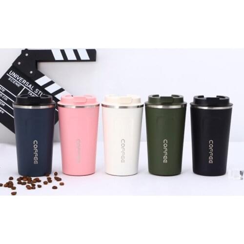 380ml/510ml Insulated Coffee&Tea Mug Flap Lid Travel Vacuum Cup 18/8 stainless steel Thermos Water Bottle For Driving Auto Mugs
