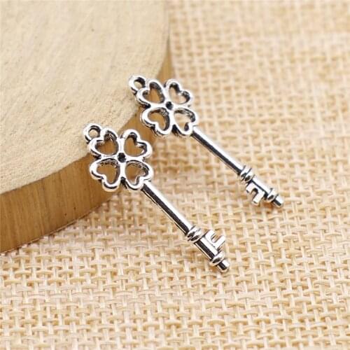 WYSIWYG 20pcs 25x9mm Small Key Charms Key Charms Findings Vintage DIY Accessories For Jewelry Making