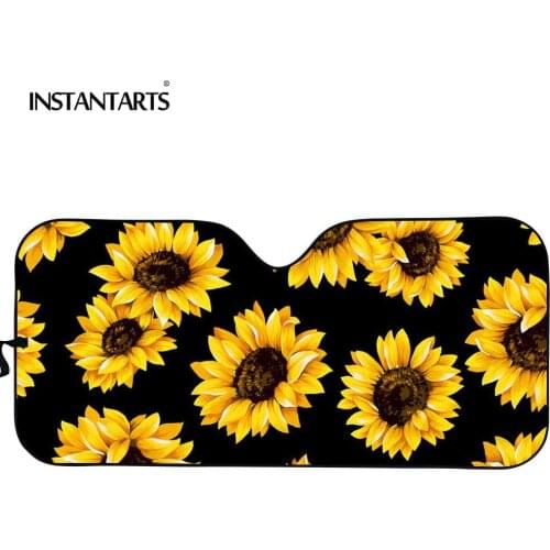 INSTANTARTS Sunflower Pattern Sunshade Car Front Window Protector Summer Windscreen Windshied Car Accessories