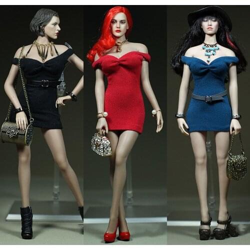 1/6 Scale Female Mini Dress Sexy V Neck Party Dresses Bodycon Women Dress for 12 inch Action Figures Body Toy