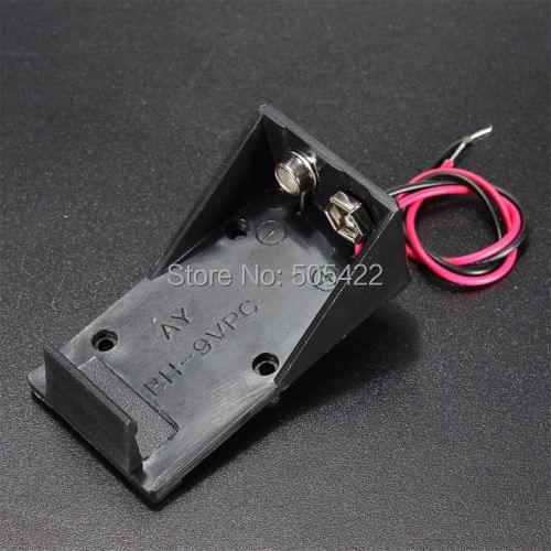 100pcs/lot Single Slot DC 9V Volt Battery Clip Holder Box Case with Wire Lead New