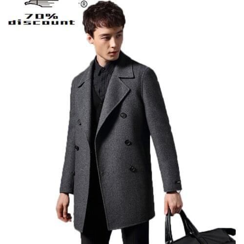2020 Double Breasted 200% Wool Coat Men Double-sided Man Jacket Spring Mens Coats Overcoat Manteau Homme KJ2504