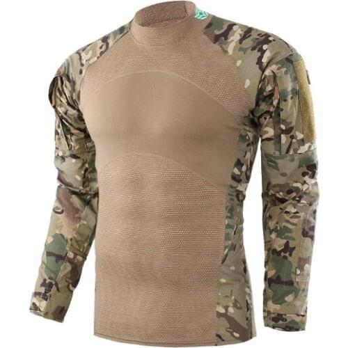 2020 New Army Combat T-shirt Men SWAT Soldiers Military Tactical Long Sleeve T Shirt O Neck Slim Airsoft Camouflage Shirt