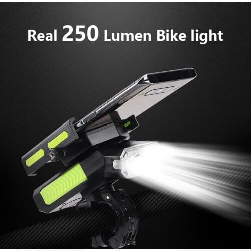 4000mAh Bicycle Light 5 In 1 Horn Phone Holder MTB Bike Handlebar Flashlight Road Bike Front Light Power Bank Bike Accessories