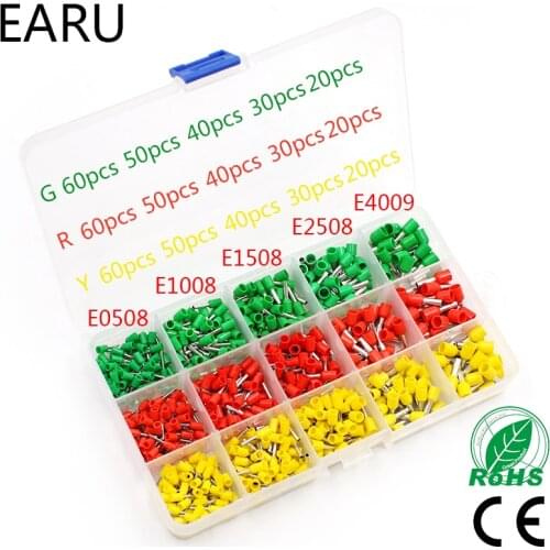 600pcs/lot 3 Colors 15 Types Tube insulating Terminals Connector CrimP Cord Pin End Cable Wire Bootlace Ferrules Kit 22~12AWG