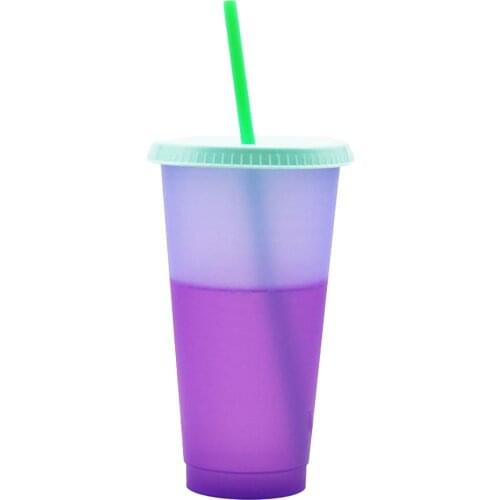 720ml Color Changing Bottle No Odor Leak-Proof with Lid Straw Outdoor Juice Coffee Discoloration Cup for Home