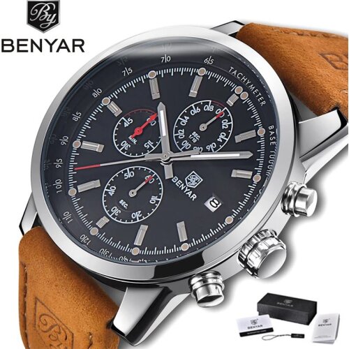 BENYAR Mens Quartz Watches Top Luxury Brand Wristwatch Mens Business Leather Waterproof Wristwatches Mens Gifts Focus on Men