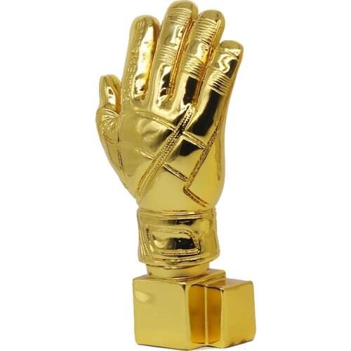 World cup European Cup Glove Football Trophy Customized Electroplate best Goalkeeper Medal 27cm Resin Gold Glove Trophies And Aw