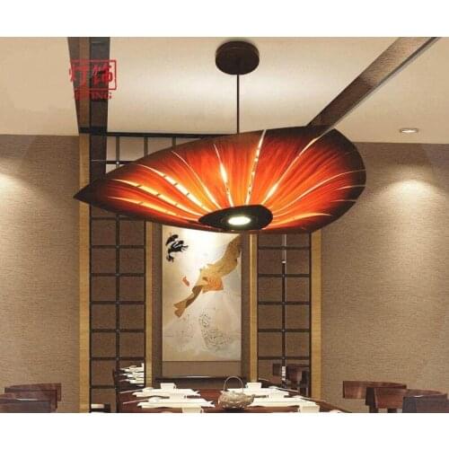 South East Asian wood Pendant Light dining room living room Chinese lantern Hotel Inn Hotel Villa creative art UFO lamp zb28