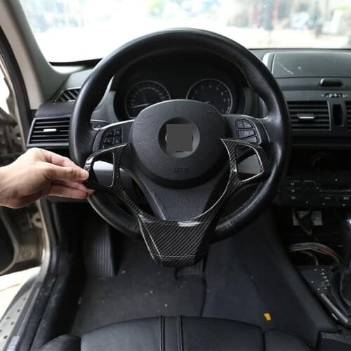 For BMW X3 E83 2006-2009 Car Styling ABS Carbon Fiber Steering Wheel Decorative Frame Sticker Car Interior Accessories