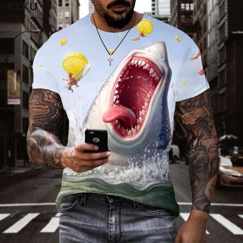 3d Tshirt Shark T-shirt Men Ocean T-shirts 3d Animal Tshirt Printed Funny Shirt Print Mens Clothing Hip hop Cool Male O-Neck