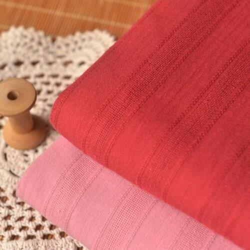 Quality cotton and linen tissu Crimson nude Pink Stripe patchwork dress, shorts, shirt material