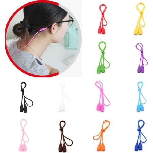 Candy Color Elastic Silicone Eyeglasses Straps Black Sunglasses Chain Sports Anti-Slip String Glasses Ropes Band Cord Holder