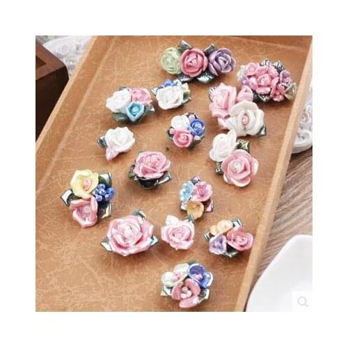 10pieces/lot)Pretty Friend colored ceramic trumpet ceramic flower fridge magnet