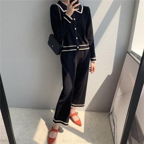 Two Piece Set New Spring and Autumn Casual Sweaters Women Knitted Cardigan Long Pants Set Female Sweater Set NS1949