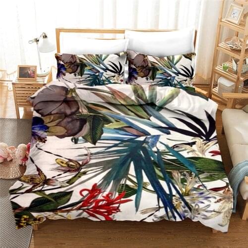 100% Quality Duvet Cover Sets Tropical Rainforest Flowers Bedding Set Cotton EU Double 200x200 Cm Queen King Bed Sets Wholesale