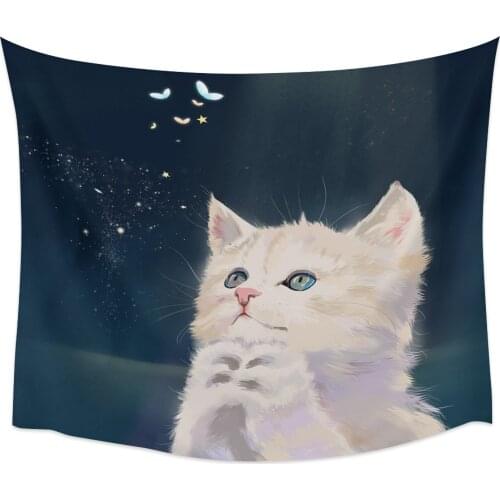 Cat Illustration Tapestry Wall Hanging Home Wall Decor Bedroom Tapestry Yoga Mat Picnic Mat
