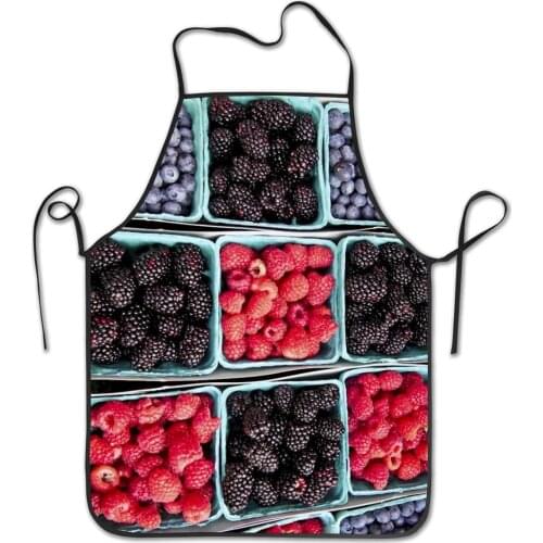Strawberries Raspberries and Berries Baskets Adjustable Bib Apron - Washable Unisex Cooking Kitchen Aprons for Chef Unisex